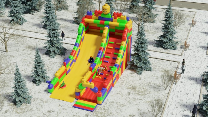 Надувная горка "Конструктор - 1" зимний, 12*7*8,6 м