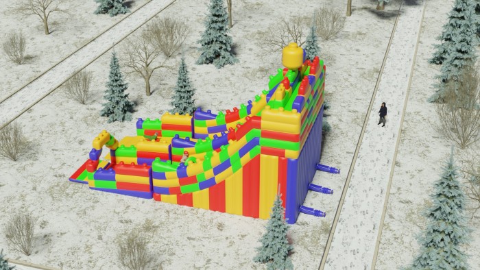 Надувная горка "Конструктор - 1" зимний, 12*7*8,6 м