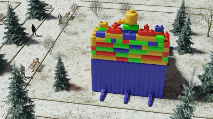 Надувная горка "Конструктор - 1" зимний, 12*7*8,6 м