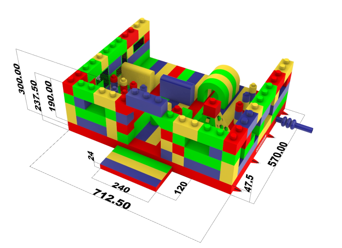 Надувная горка "Конструктор - 1" зимний, 12*7*8,6 м