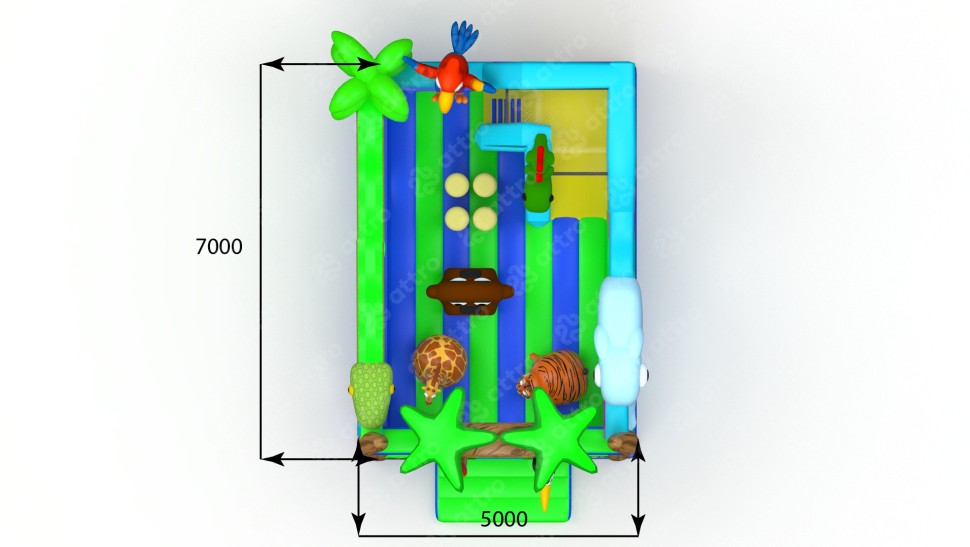 Надувная горка «Остров чудес-1» 7*5*3м