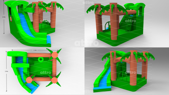 Надувной батут "Мега джунгли 2" 3,5*3,3*2,6 м