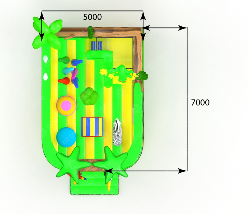 Надувная горка «Остров чудес-2» 7*5*3,1м 