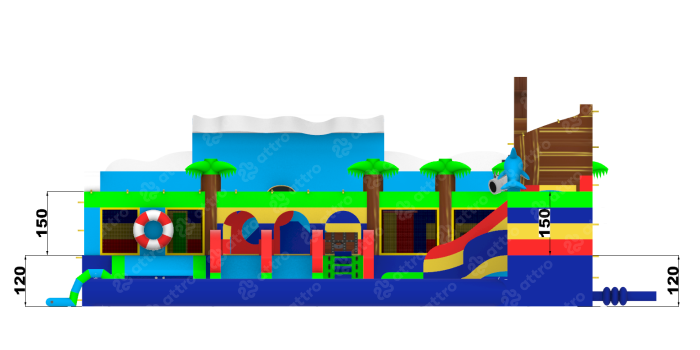 Надувной аквапарк "Пристань Пиратская Малая" 17*12*5,4 м