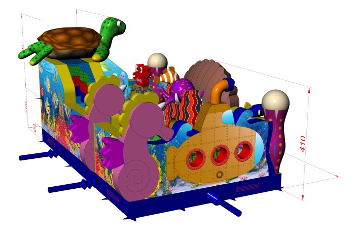 Надувной батут «Подводный мир», 10*6*6 м