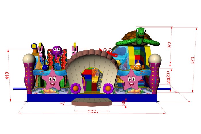 Надувной батут «Подводный мир», 10*6*6 м