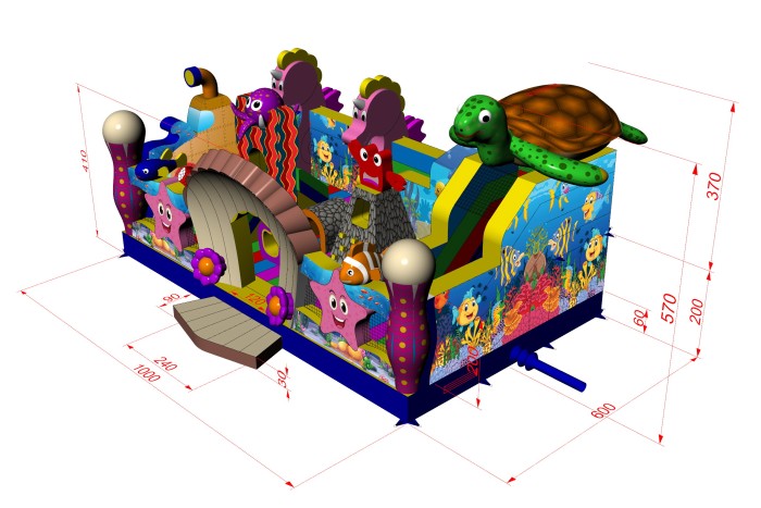 Надувной батут «Подводный мир», 10*6*6 м