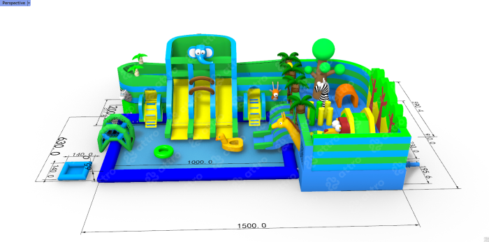 Надувной аквапарк "Пристань тропики мини" 15*9,1*4,7 м