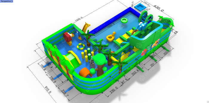 Надувной аквапарк "Пристань тропики мини" 15*9,1*4,7 м