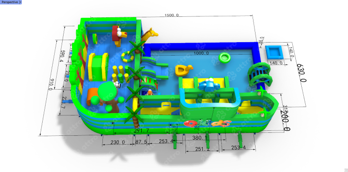Надувной аквапарк "Пристань тропики мини" 15*9,1*4,7 м