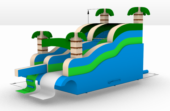 Надувная водная горка с бассейном "Пальмы малая" 11*5*4 м