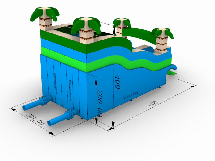 Надувная водная горка с бассейном "Пальмы малая" 11*5*4 м