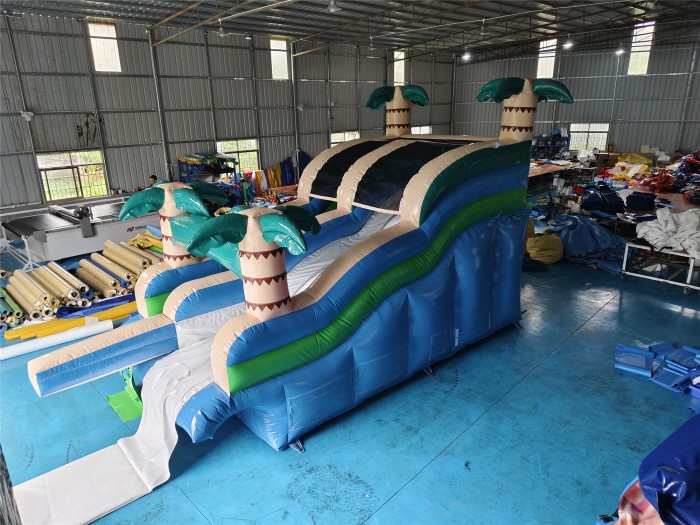 Надувная водная горка с бассейном "Пальмы малая" 11*5*4 м