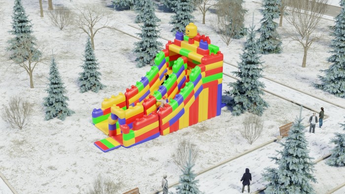 Надувная горка "Конструктор" зимний 9*5*7,6 м