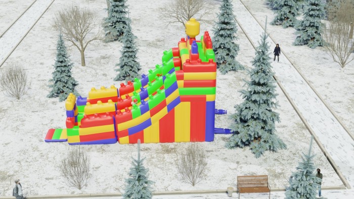 Надувная горка "Конструктор" зимний 9*5*7,6 м