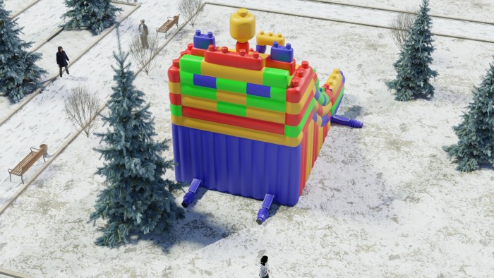 Надувная горка "Конструктор" зимний 9*5*7,6 м