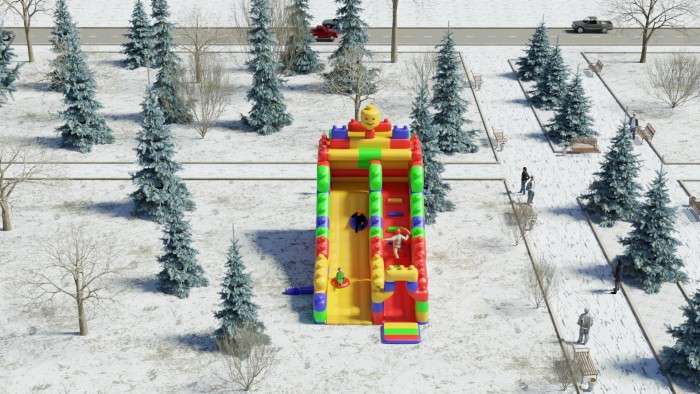 Надувная горка "Конструктор" зимний 9*5*7,6 м