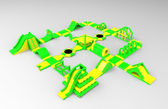 Надувной аквапарк "Зеленая миля" размер 30*26*3,6 м