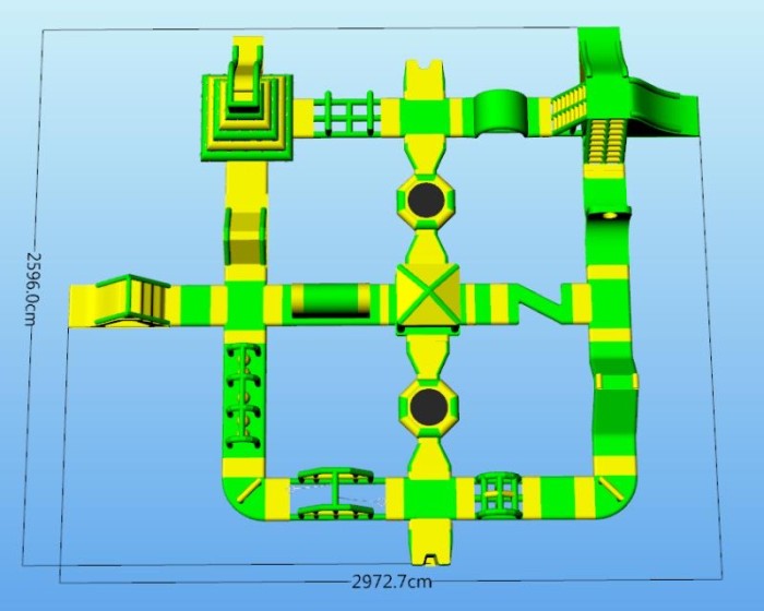 Надувной аквапарк "Зеленая миля" размер 30*26*3,6 м