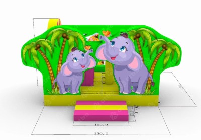 Надувной батут &quot;Слоники&quot; 3,5*3,5*2,5 м 