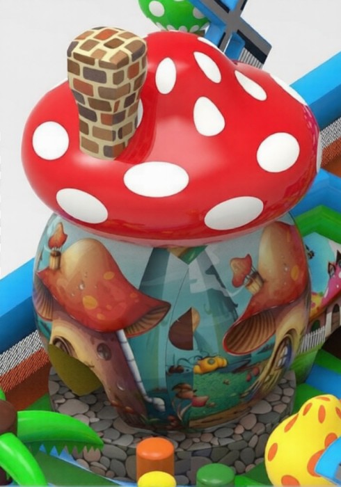 Надувной батут "Веселые грибы" 12,5*8,5*5,5 м