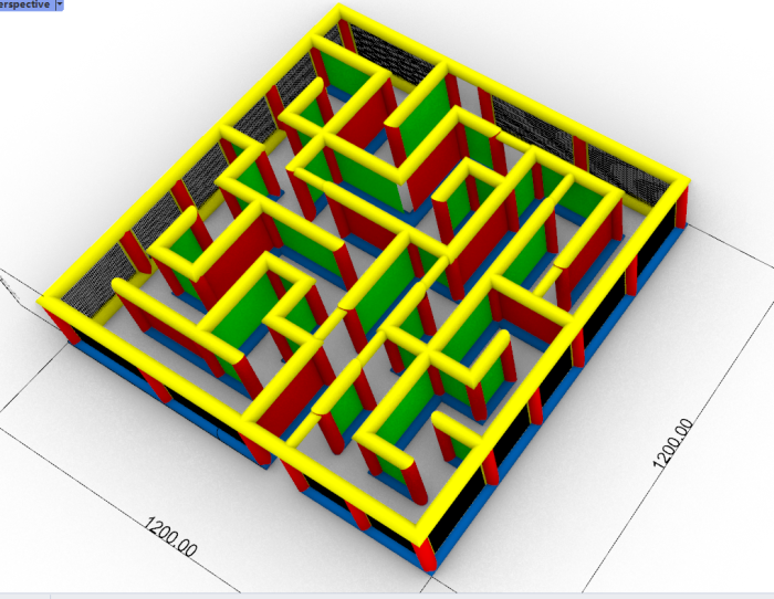 Надувной лабиринт 12*12*2,5 м