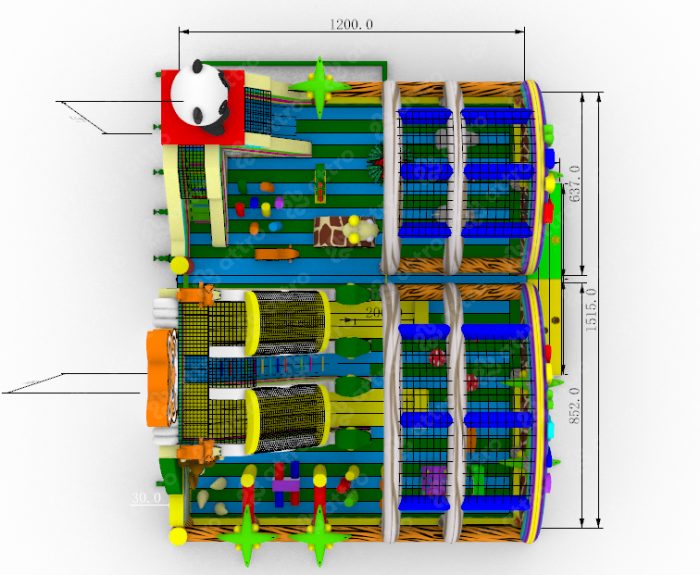 Надувной батут модель «Радуга парк 3»  15*12*8 м