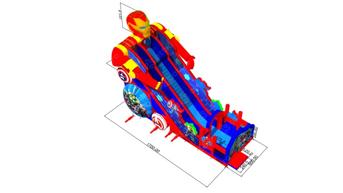 Надувная горка "Иронмэн" 17*10*14 м