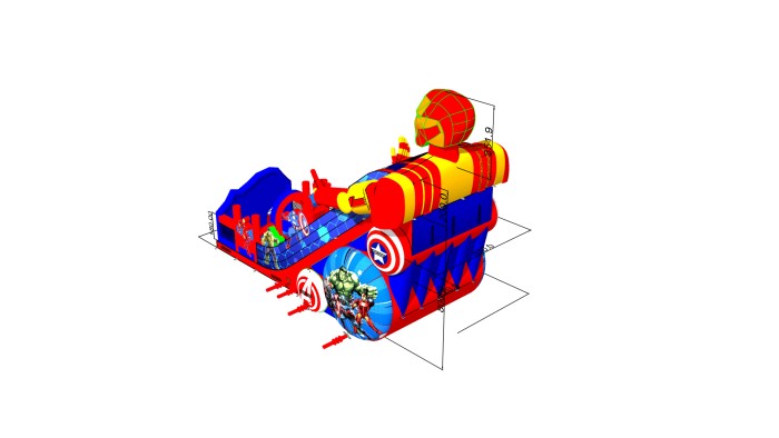 Надувная горка "Иронмэн" 17*10*14 м