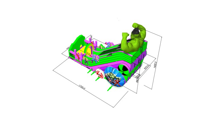 Надувная горка "Халк" 17*10*14 м