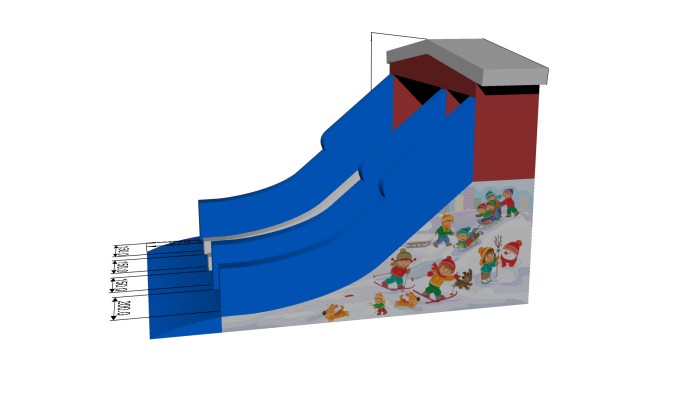 Надувная зимняя горка "Новогодние игры" 11,5*9*8 м