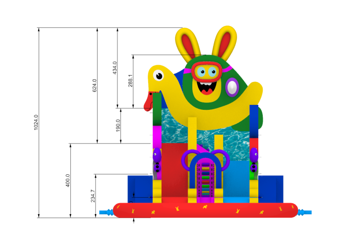 Надувной аквапарк "Зайчик" 17,5*10*10,5 м 