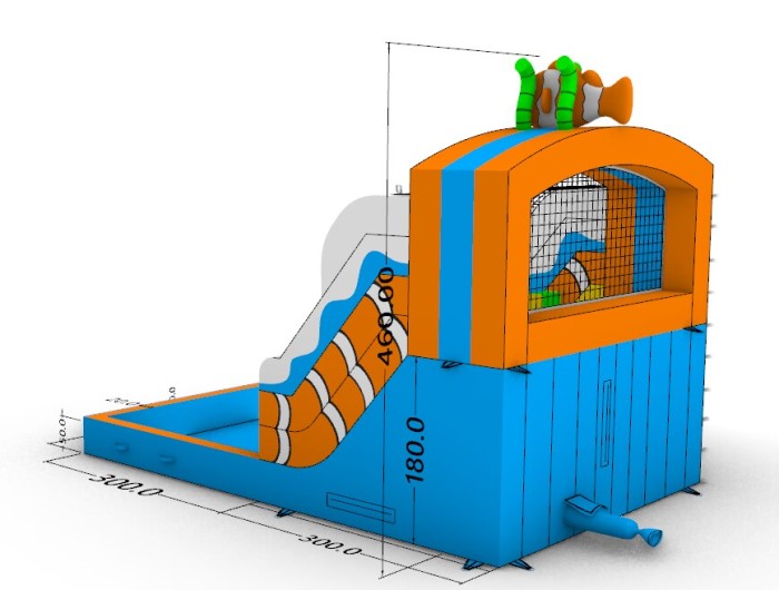 Надувной аквапарк "В поисках рыбки" 6*4*4,6 м