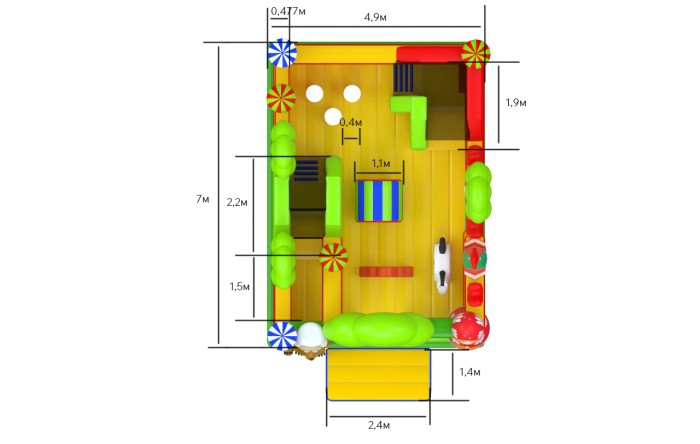 Надувная горка "Матрешка" 7*5*3,1 м