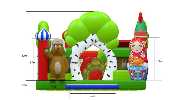 Надувная горка "Матрешка" 7*5*3,1 м