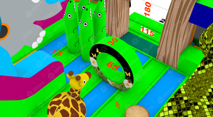 Надувная горка "Остров чудес" 6,5*5*3,2 м 