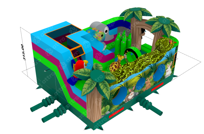 Надувная горка "Остров чудес" 6,5*5*3,2 м 