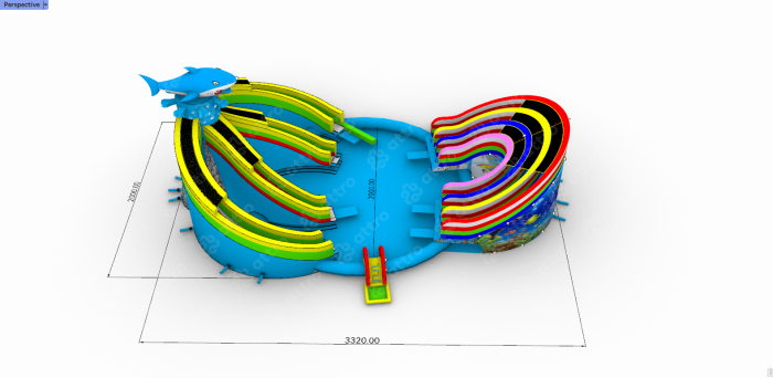 Надувной аквапарк «Акула» 33*20 м