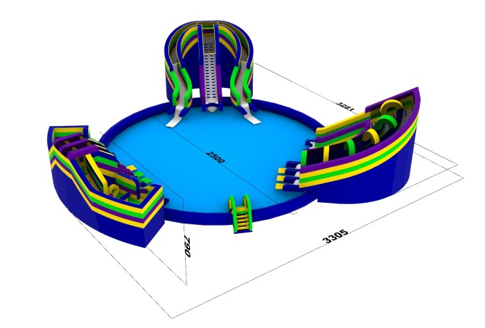 Надувной аквапарк "Яркий" 33*33*7,9 м
