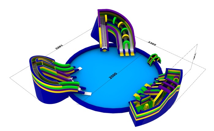 Надувной аквапарк "Яркий" 33*33*7,9 м