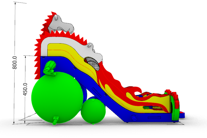 Надувная горка "Змей Горыныч" 10*5*8 м