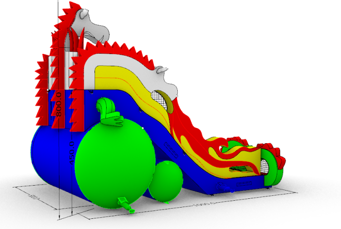 Надувная горка "Змей Горыныч" 10*5*8 м