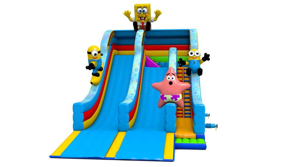 Надувная зимняя горка «Спанч боб» 10*7*9 м