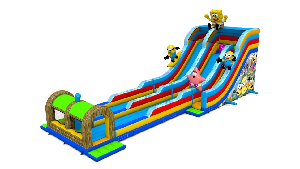 Надувная зимняя горка «Спанч боб» 10*7*9 м