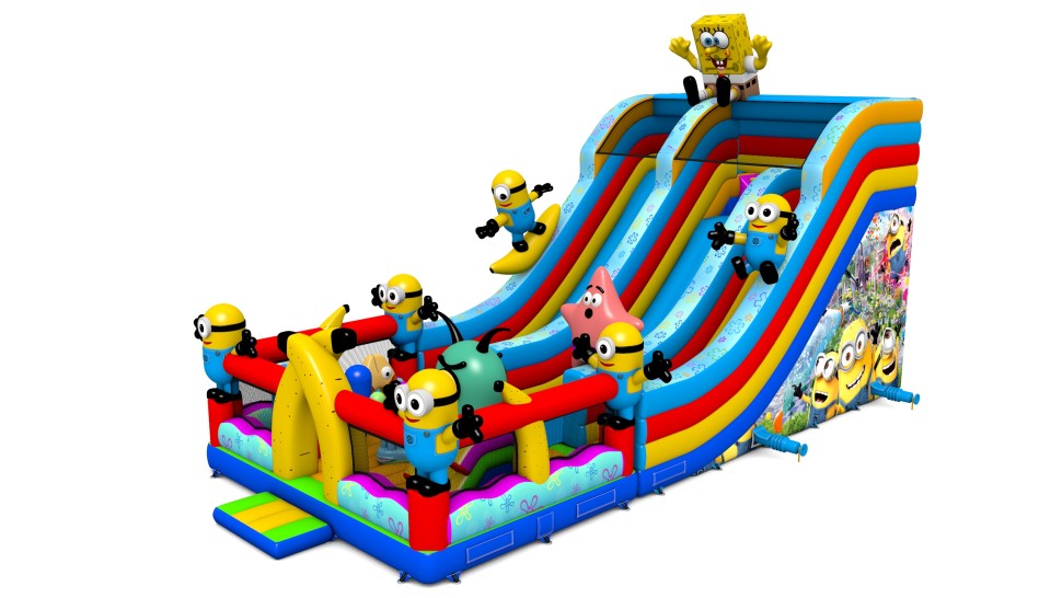 Надувная зимняя горка «Спанч боб» 10*7*9 м