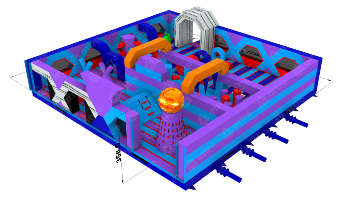 Надувной парк "Космонавт" 24*12*6,4 м 