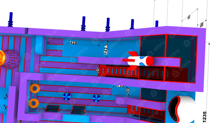 Надувной парк "Космонавт" 24*12*6,4 м 