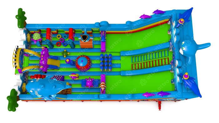 Надувной батут "Подводный мир" 19*9*8 м