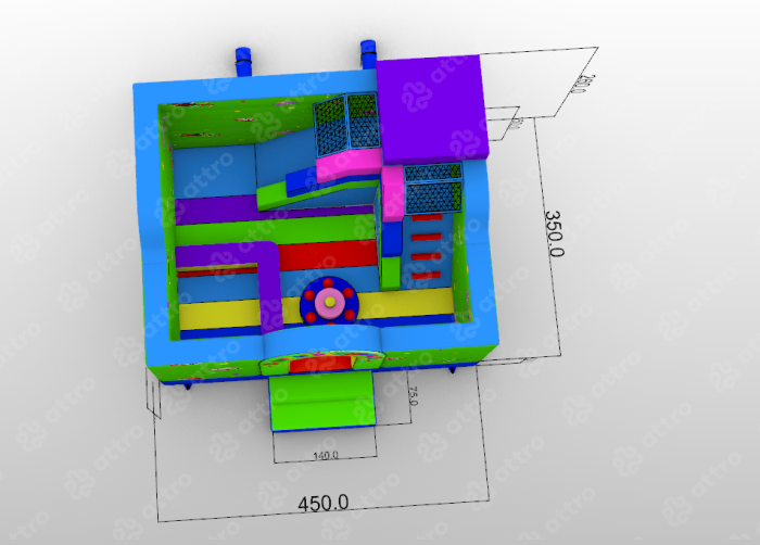 Надувной батут «Праздник», размер 4,5*3,5*2,9 м