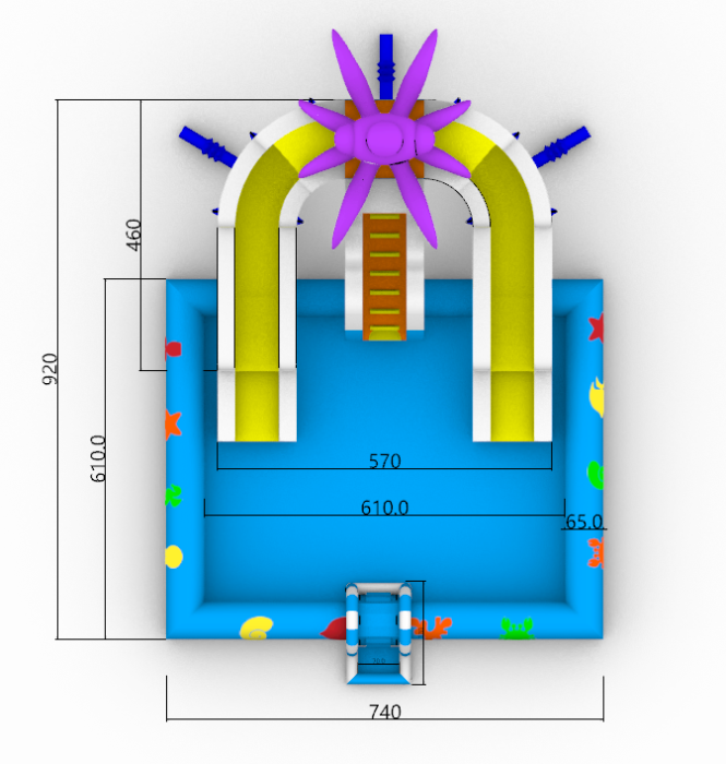 Надувной аквапарк "Осьминожка" 9*7,5*6 м